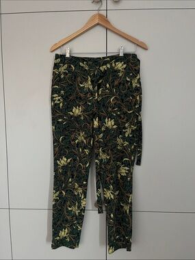 Zara Dark Green Floral Print Chinos